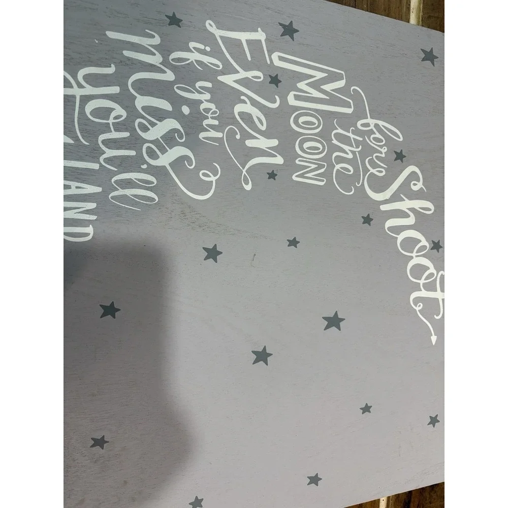 Hobby Lobby Inspirational Stars & Moon Wall Plaque Gray MDF 17.91x20.04in